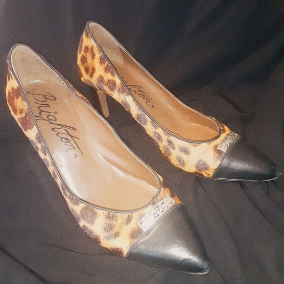 Brighton YALE Bench Made 100% Leather Heels: Leopard Print with Jewelry - Picture 8 of 16